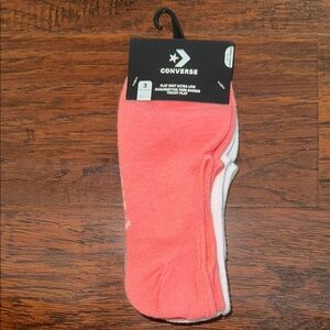 NWT Converse Flat Knit Ultra Low Peach/White/Gray Socks (3 Pairs)
